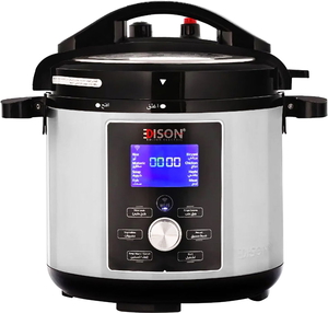 Edison Granite Pot Electric Pressure Cooker, 1000 Watts, 6 Liters, 11 Functions - Silver Black product image