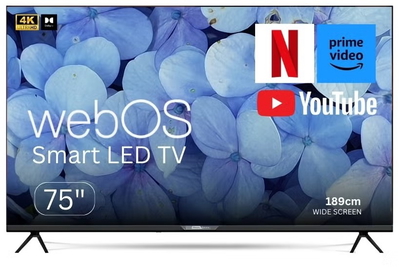 تلفزيون سمارت LED الكترو جنرال، 75 بوصة، UHD 4K، WEB OS، ريموت ماجيك، حامل جداري، TH-75WBS20 - اسود product image 1