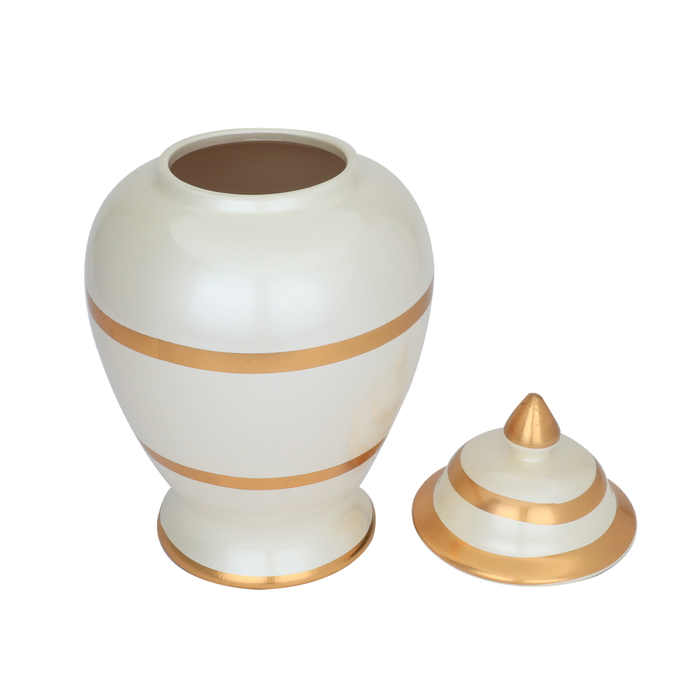 Al-Abdullatif porcelain decorative vase, 20 x 20 x 30 cm, cover - golden beige product image 3