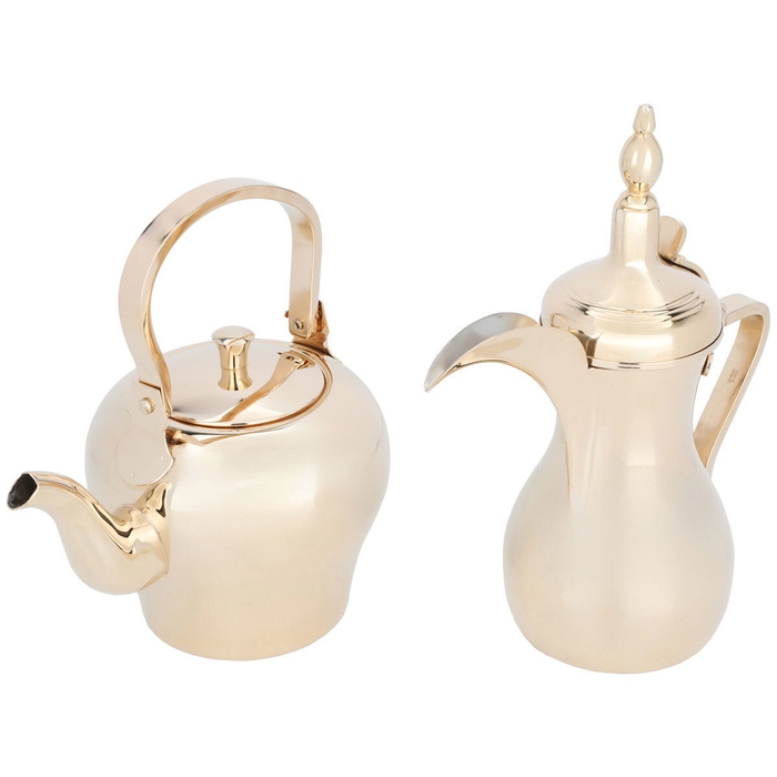 Al Saif Gallery Sulaiman Steel Dallah Set, 48 oz - Gold product image 2