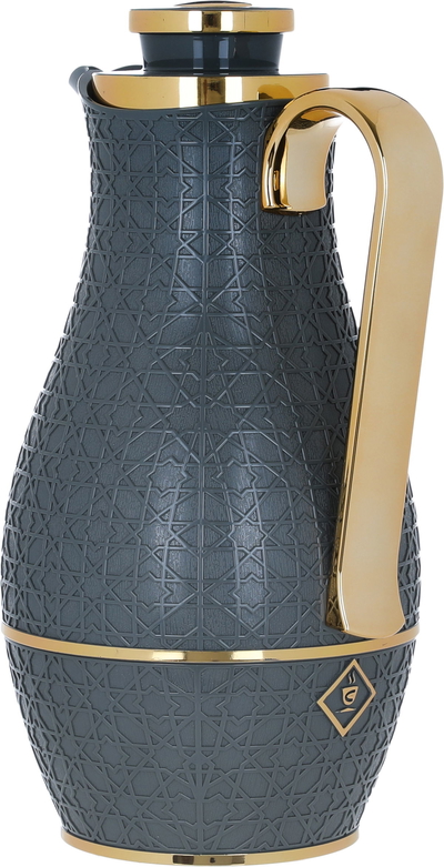 Al Saif Gallery Hessa thermos set, 1 liter, thermal glass inner shell, plastic outer shell - gray product image 3