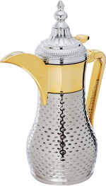 Al Saif Gallery Tamim Steel Dallah, 0.35 liters, with gold-silver-gold handle product image 4