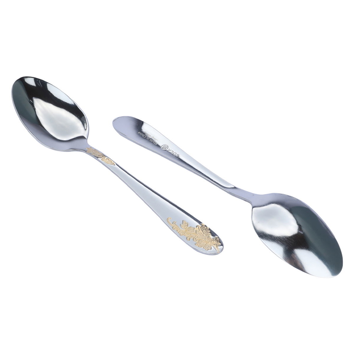 Al Saif Gallery steel spoon set, 6 pieces, gold-silver-gold pattern product image 3