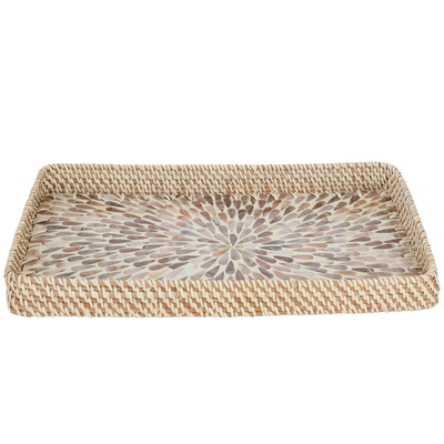 Tofariyah Al Saif Gallery Wicker Toufia, 43 x 23 x 4 cm, rectangle, seashell pattern, medium - beige product image 2