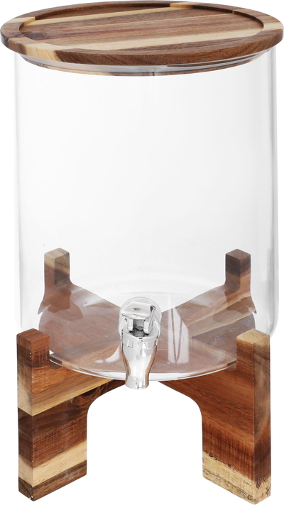 Glass Jack with Wahj Al Masa Wood Base and Lid, 5 Liter - Transparent Brown product image 1