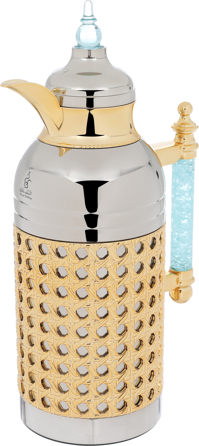 Sarah Estelle Al Saif Gallery thermos set, 1+1 liter, cyan crystal handle, 2 pieces - silver product image 4