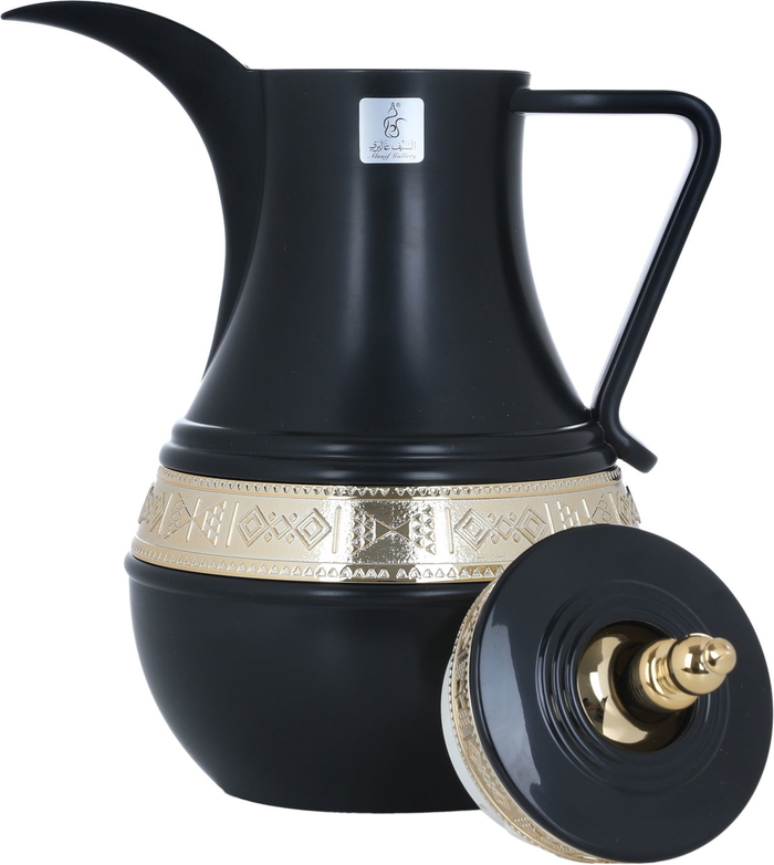 Al Saif Gallery Amal thermos set, 1+1 litre, gilded, 2 pieces - black product image 5