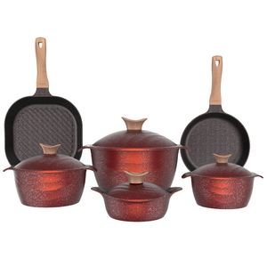 Neoklein Titanium pot set wood handle, 16 pieces - cherry product image