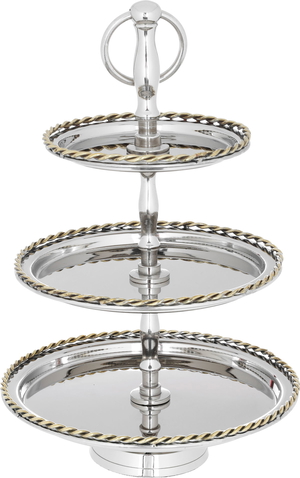 Steel Al Saif Gallery cake serving stand, 3 levels, circular - silver product image