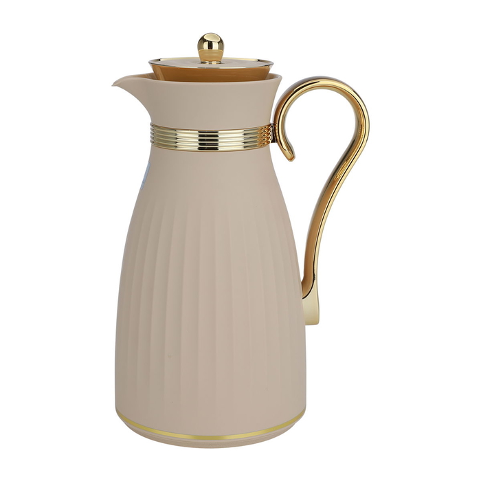 Dana plastic thermos set from Al Saif Gallery, 1 liter - 0.75 litres, with gold-beige handle product image 2