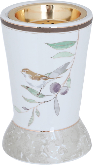 Al Saif Gallery porcelain incense burner, 9x9x15 cm, bird pattern - white product image