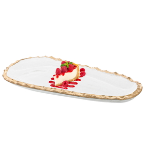 Al Saif Gallery glass dessert dish, 10 x 27 x 2.7 cm, with gold rim - clear product image