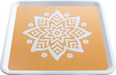 Al Saif Gallery porcelain serving tray, 32 cm, square, patterned white-yellow product image 1