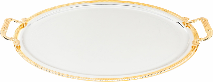 Al Saif Gallery Steel Serving Tray Set, 3 Pieces - Silvergold product image 3