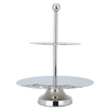 Al Saif Gallery steel cake serving stand, 30 x 30 x 38 cm, two levels, letter pattern - silver product image 1