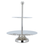 Al Saif Gallery steel cake serving stand, 30 x 30 x 38 cm, two levels, letter pattern - silver product image 1