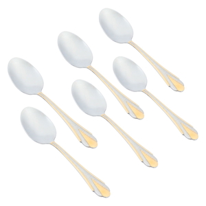 Al Saif Gallery Steel Tea Spoons, 6 Pieces - Gold Engraved product image