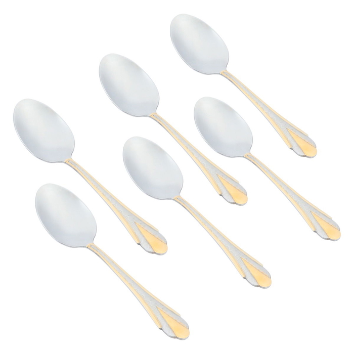 Al Saif Gallery Steel Tea Spoons, 6 Pieces - Gold Engraved product image 1