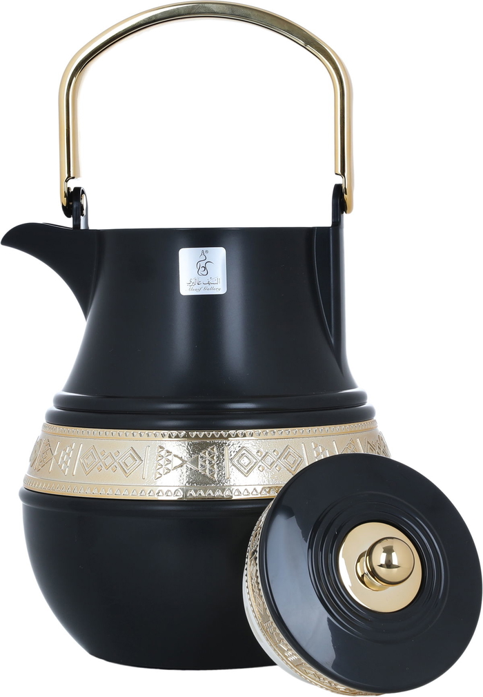 Al Saif Gallery Amal thermos set, 1+1 litre, gilded, 2 pieces - black product image 9