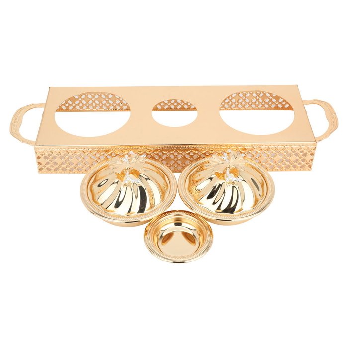 Steel toferia set with 2 dates + Noa Al Saif Gallery plate, 4 pieces, 42 x 16 x 8 cm - gold product image 2