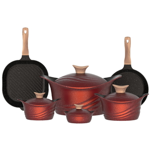 Neoklein Titanium pot set wood handle, 16 pieces - cherry product image