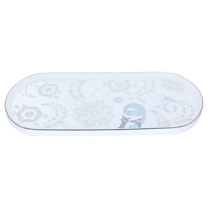 Al Saif Gallery porcelain dessert serving dish, 37 x 16.5 x 2.4 cm, oval, silver pattern - white product image 2