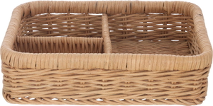 Al Saif Gallery Wicker Basket, 25x20x6.7 cm, Rectangular, 3 Sections - Brown product image