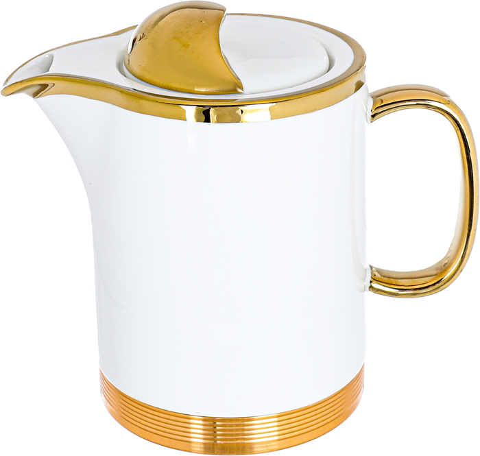 Al Saif Gallery Empire Porcelain Tea Serving Set, 250 ml/1 liter, Jug, 4 Cups, Tofaria - Golden White product image 3