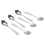 Al Saif Gallery steel tea spoon set, 6 pieces - silver with gold engraving product image 1