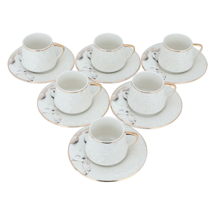 Al Saif Gallery Giyad Porcelain Turkish Coffee Cup Set, 12 Pieces - White product image 2