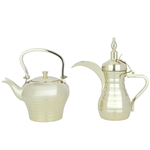 Set of Tawaiq Dallah and Steel kettle from Al Saif Gallery, 1.6 litres, 2 pieces - Gold product image 1