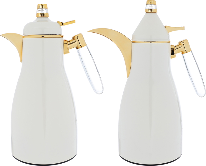 Maimouna steel thermos set from Al Saif Gallery, 1 liter, transparent handle - pearl product image 1