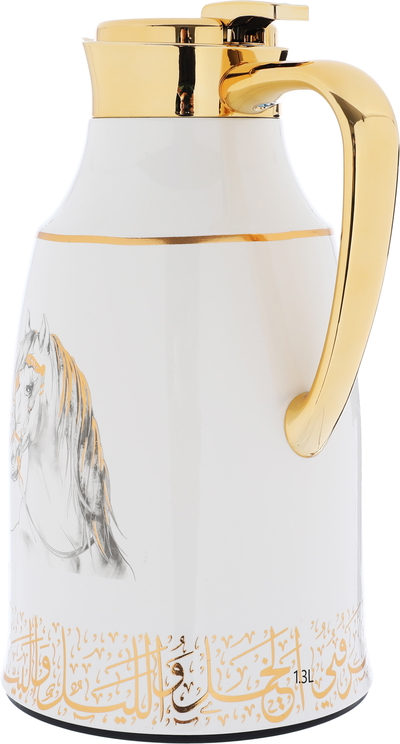 Al Saif Gallery Thermal Glass Thermos Set, 1.3L / 1L - Golden White product image 3