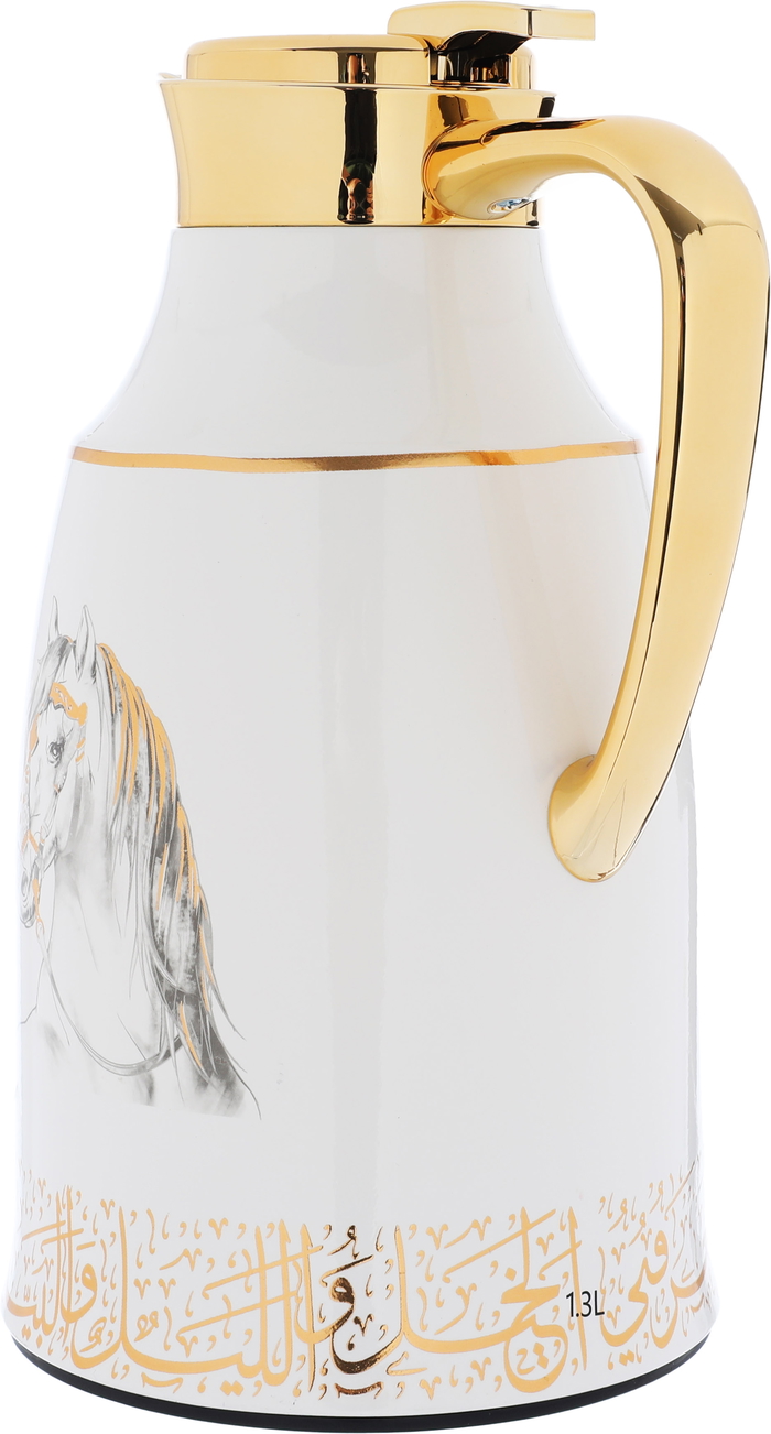 Al Saif Gallery Thermal Glass Thermos Set, 1.3L / 1L - Golden White product image 3