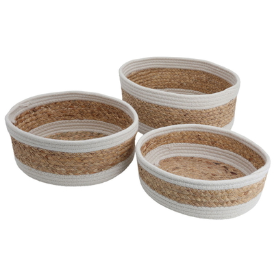 Al Saif Gallery Cotton Baskets Set, 3 Pieces - Beige White product image 1