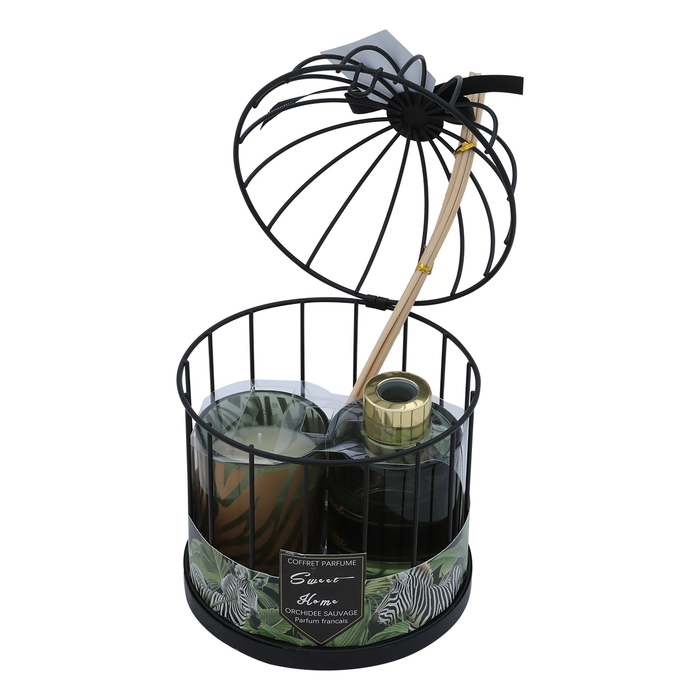 RD Aleayila Perfume Candle Diffuser Set, 13.5 x 13.5 x 18.5 cm, Cage - Black product image 3