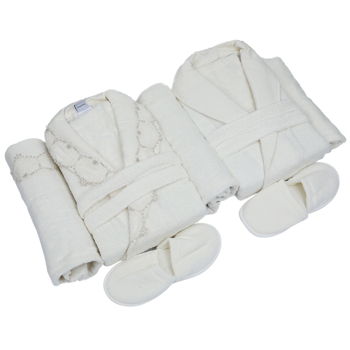 Mora Cotton Bathrobe Set, 50x90 cm, Spanish, 11 Pieces - Beige product image 1