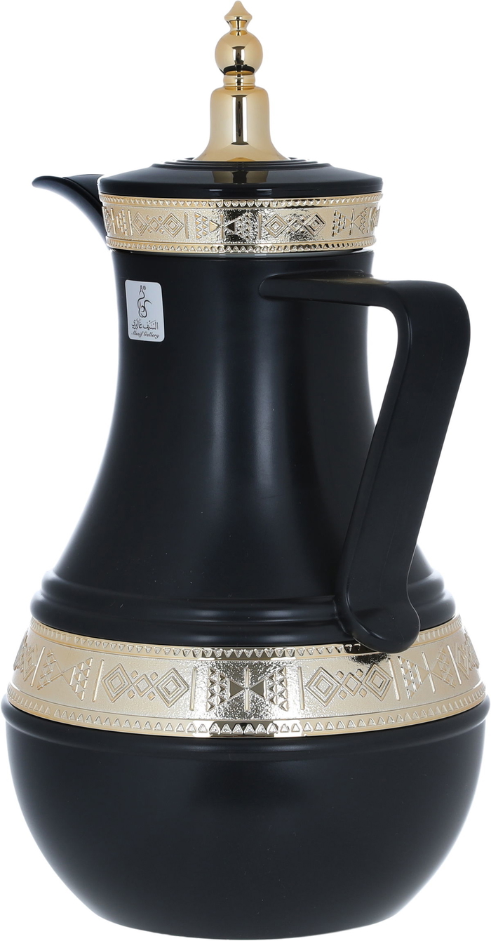 Al Saif Gallery Amal thermos set, 1+1 litre, gilded, 2 pieces - black product image 4