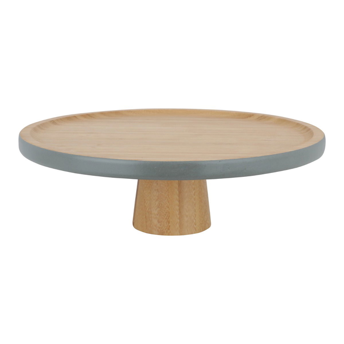 Alsaif Gallery wooden cake serving stand, 30 x 9.6 cm, gray edge with wooden base product image 2