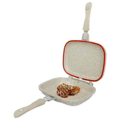 مقلاة جرانيت روكي، 24 سم، بوجهين - بيج فاتح product image 1