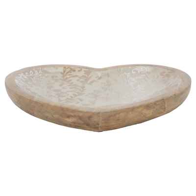 Al Saif Gallery wooden serving plate, heart - beige product image 2