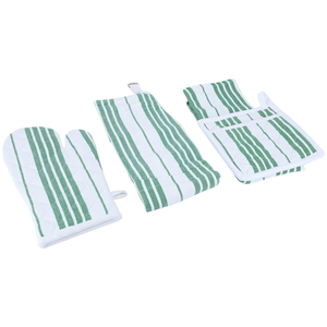 Set (towel + apron + gloves + pot holder) Al Saif Gallery fabric, 4 pieces - green product image