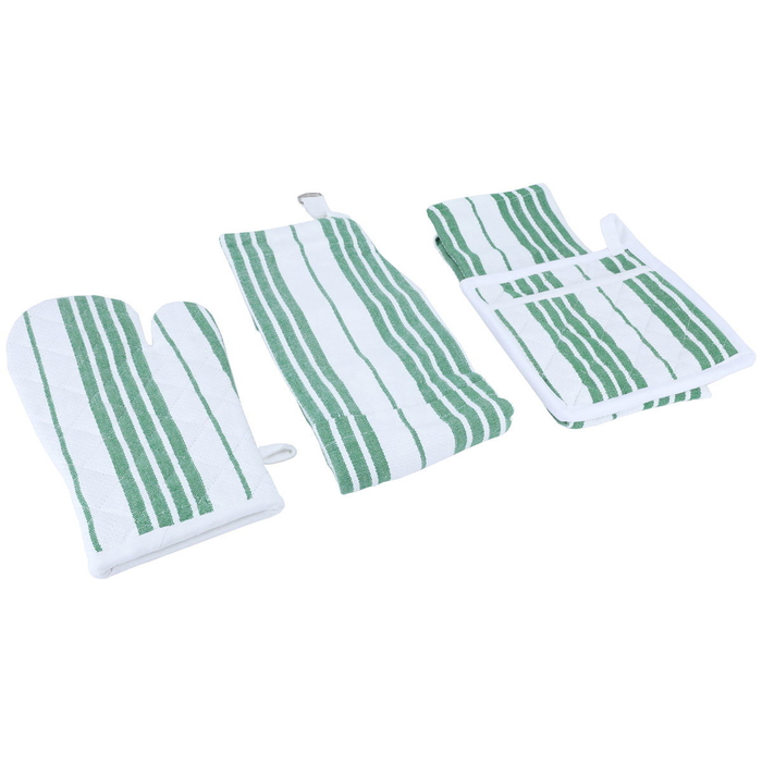 Set (towel + apron + gloves + pot holder) Al Saif Gallery fabric, 4 pieces - green product image 1