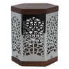 Al Saif Gallery steel candlestick with wooden cover, 9 x 9 x 12 cm, engraved - silver product image 1