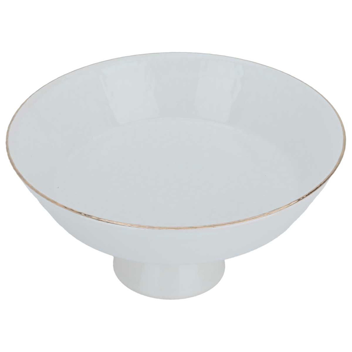 Al Saif Gallery porcelain serving stand, 20 cm, round, gold line with base - white product image 2