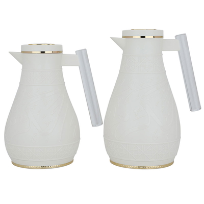 Al Saif Gallery Karam plastic thermos set, two pieces, Islamic pattern - white product image 3