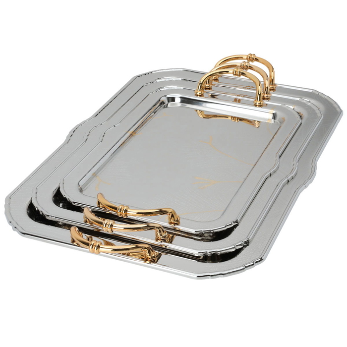 Al Saif Gallery steel topper set, 3 pieces, rectangular - silver product image 2