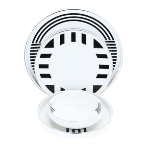 طقم تقديم سفرة بورسلان السيف غاليري، 24 قطعة - أبيض أسود product image