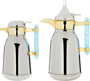 Al Saif Gallery Steel Thermos Set (Shahd), 1 liter - 0.75 liters, 2 pieces - silver product image