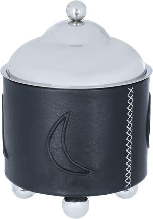 Al Saif Gallery Steel Food Warmer, 23 x 23 x 30 cm, Round, Double Bowl, Crescent Pattern, Small - Black product image